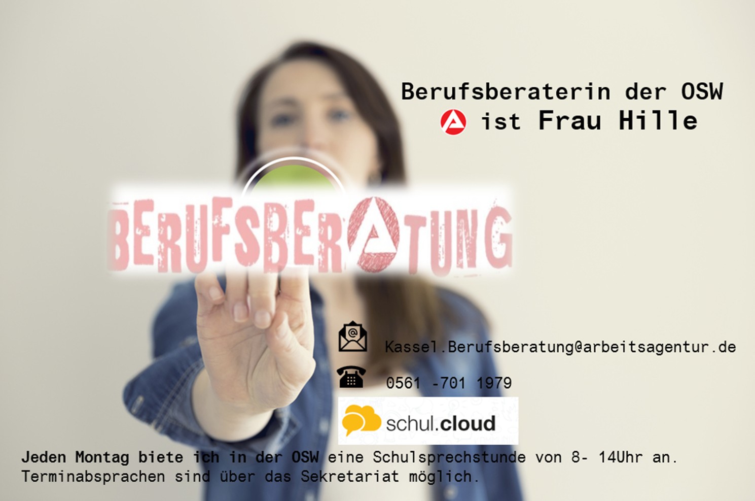 Die Bundesagentur für Arbeit informiert und berät zu allen Fragen rund um die Themen Berufsausbildung und Studium an dieser Schule. Weitere Informationen dazu im Portal der Bundesagentur für Arbeit.